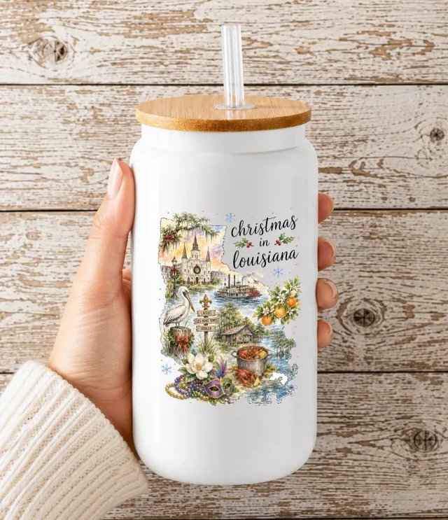 Avery Lane Gifts Christmas Louisiana drikkeglas 473 ml bambuslåg