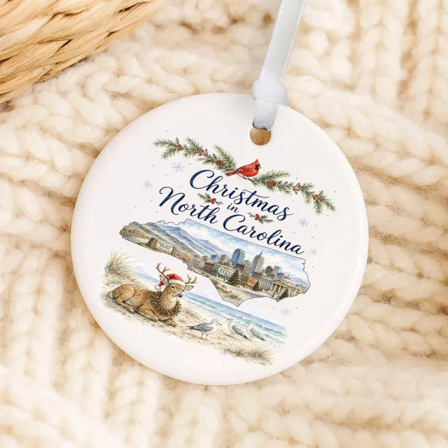 Avery Lane Gifts Christmas North Carolina ornament porcelæn kort