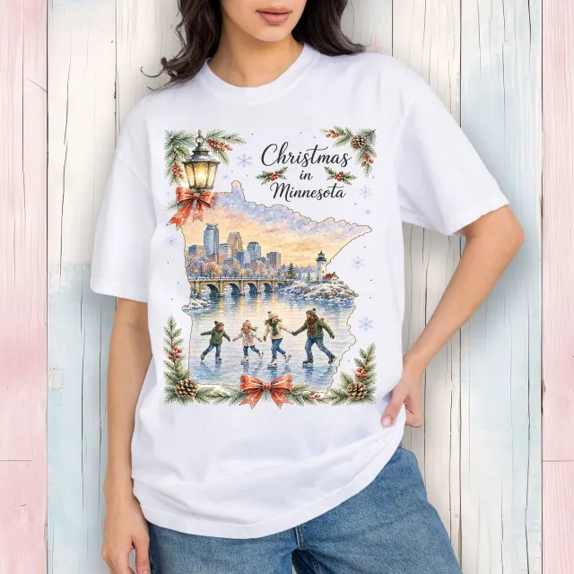 Avery Lane Gifts Christmas in Minnesota t-shirt hvid bomuld