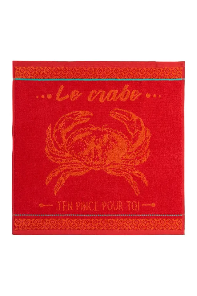 Coucke Red Crab håndklæde rød 50x50 cm bomuld