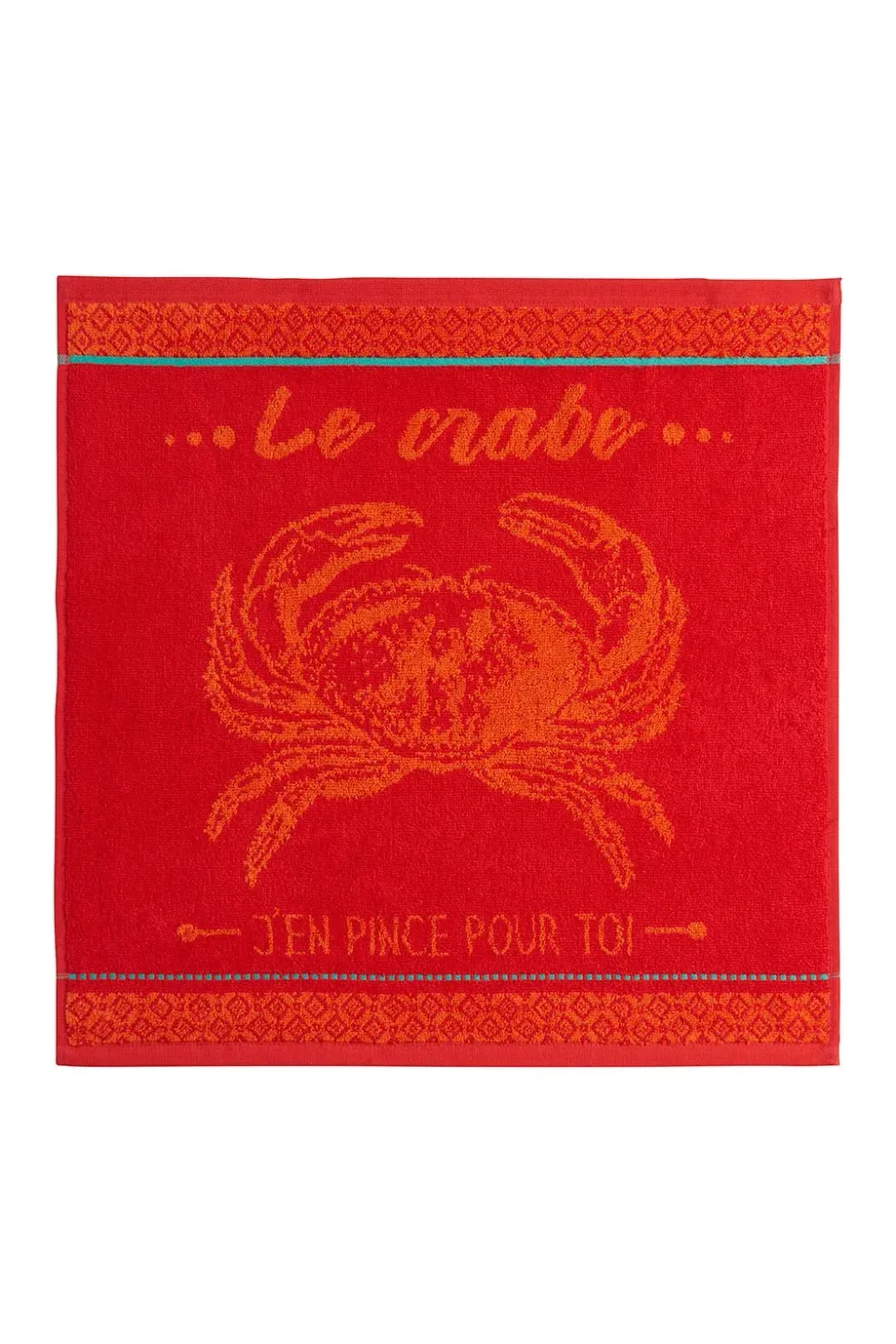 Coucke Red Crab håndklæde rød 50x50 cm bomuld