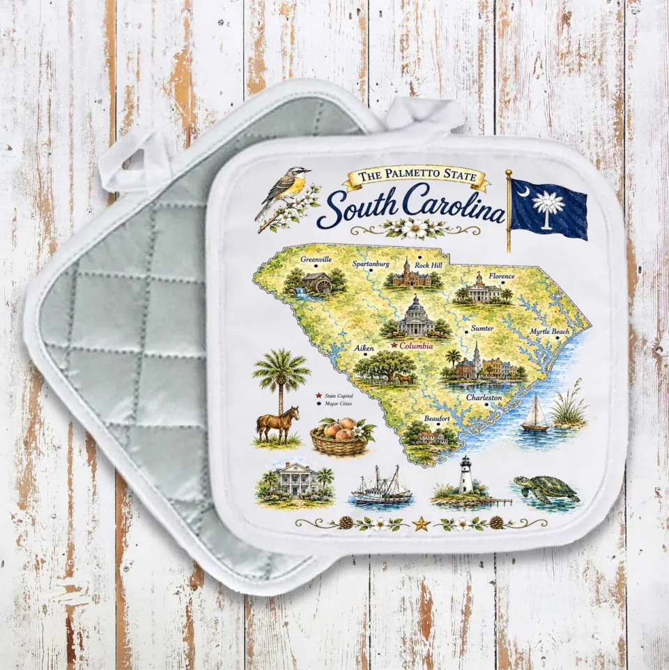 Avery Lane State Map South Carolina grydelap bomuld