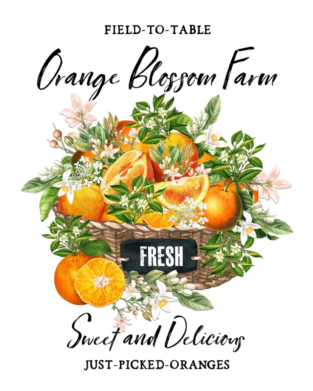 Avery Lane Gifts Country Orange Blossom Farm plakat farmhouse