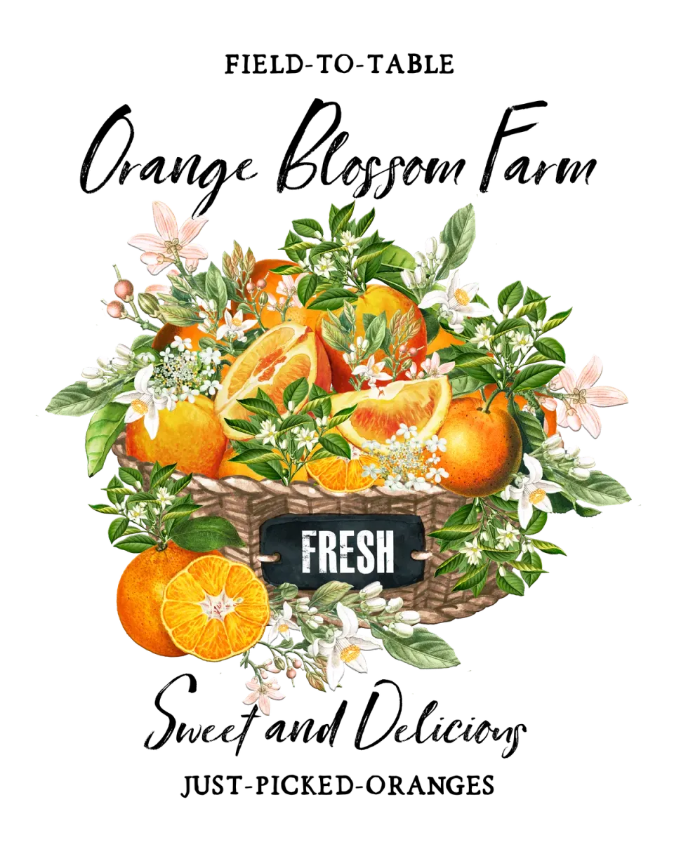 Avery Lane Gifts Country Orange Blossom Farm plakat farmhouse