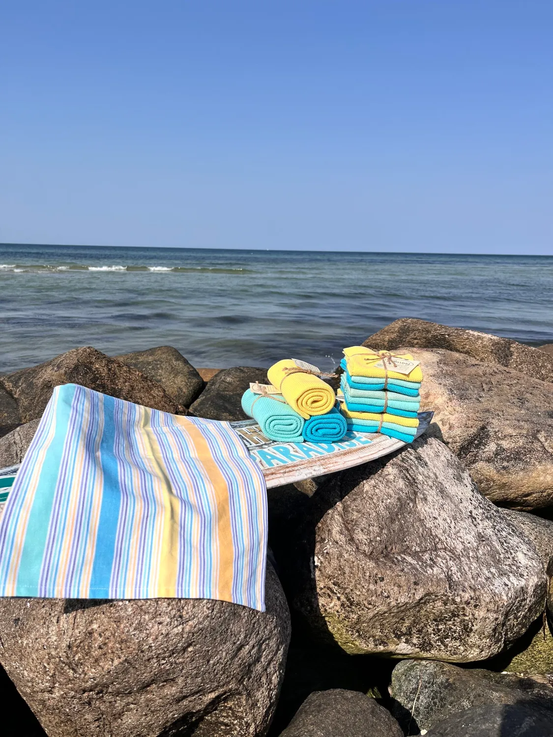 Solwang viskestykke Beach Mix økologisk aqua