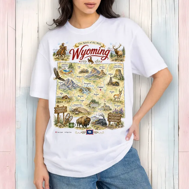 Avery Lane Gifts Wyoming t-shirt hvid bomuld M landmarks