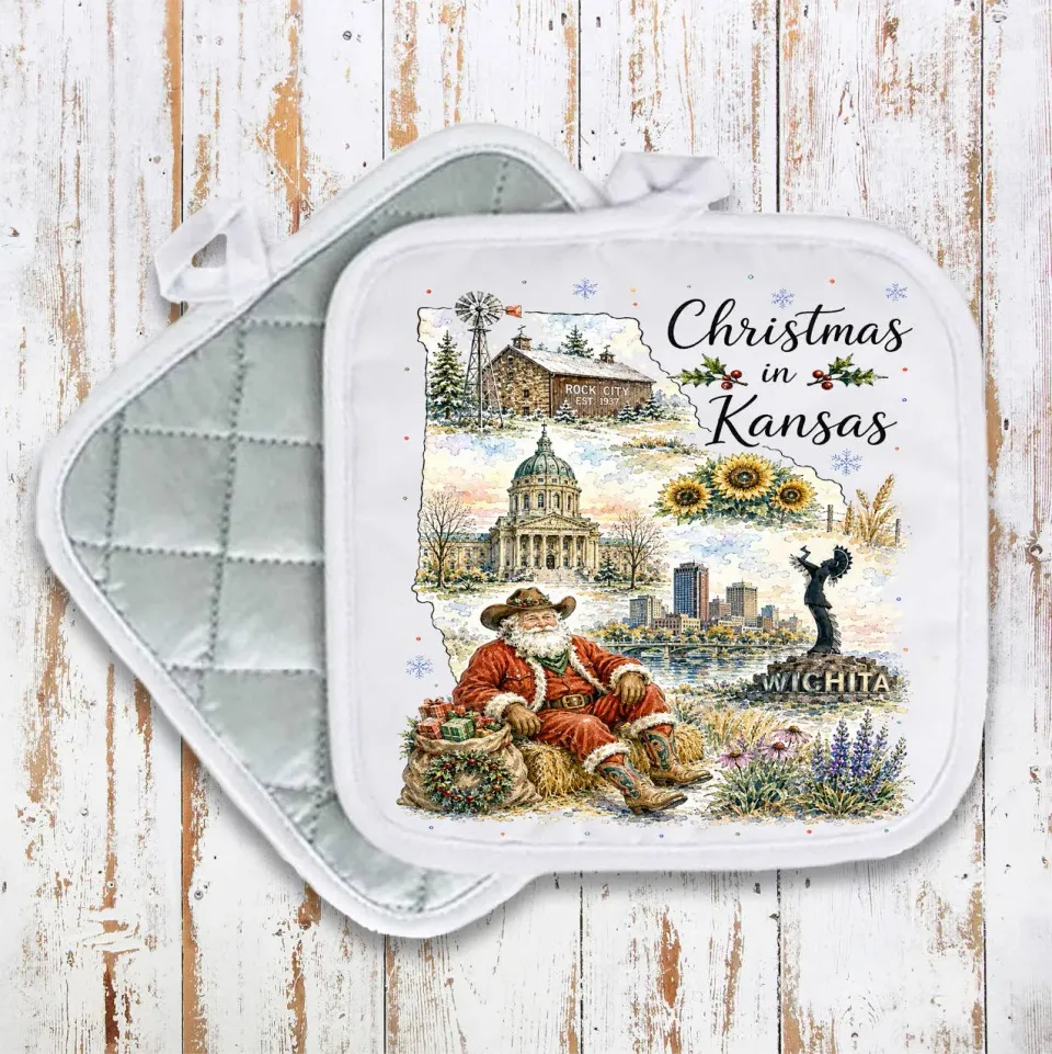 Avery Lane Gifts Christmas in Kansas grydelap bomuld 20x20 cm