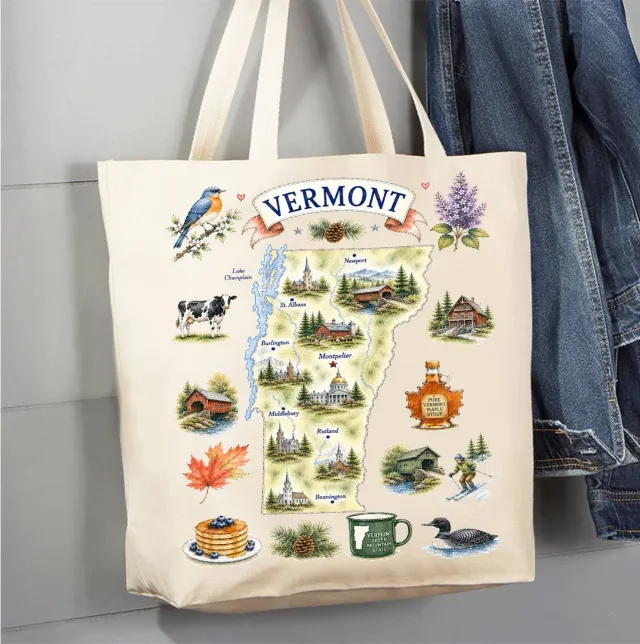 Avery Lane Gifts Vermont State Map Mulepose bomuldscanvas