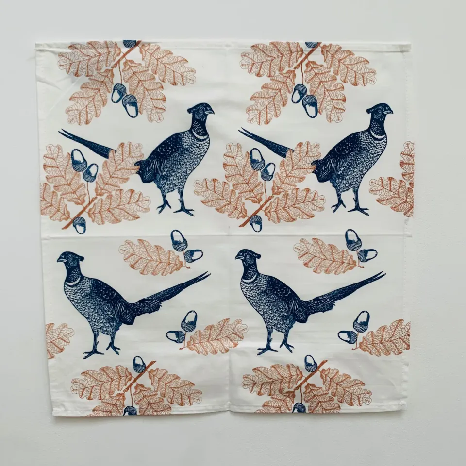 Thornback & Peel Pheasant & Oak stofserviet blå brun bomuld
