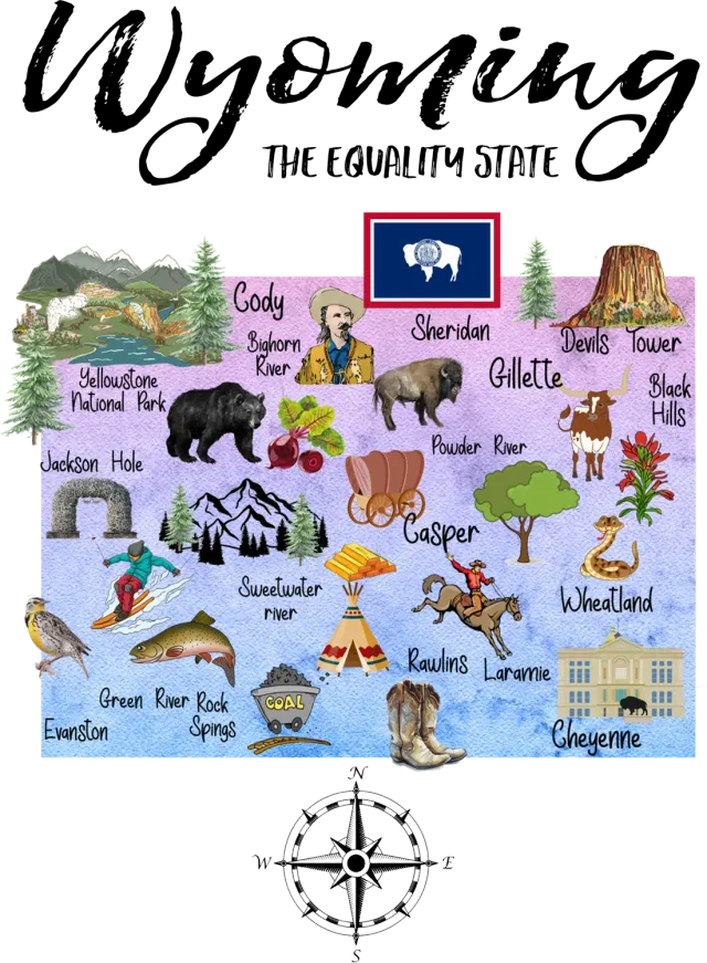 Avery Lane Gifts Wyoming State Map souvenir