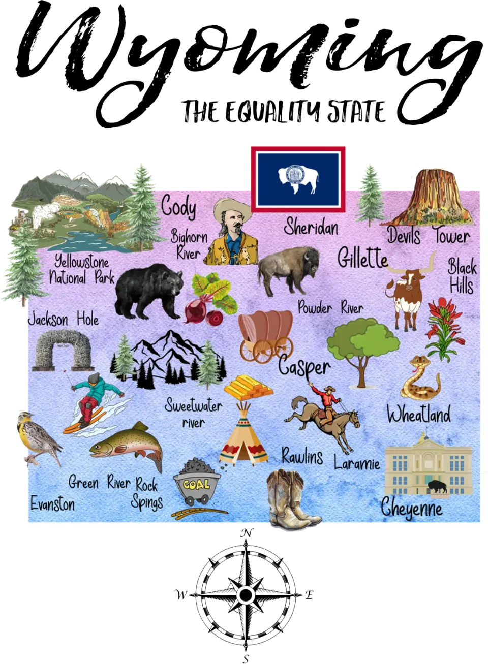 Avery Lane Gifts Wyoming State Map souvenir