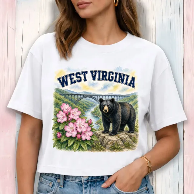 Avery Lane Gifts West Virginia cropped t-shirt hvid bomuld