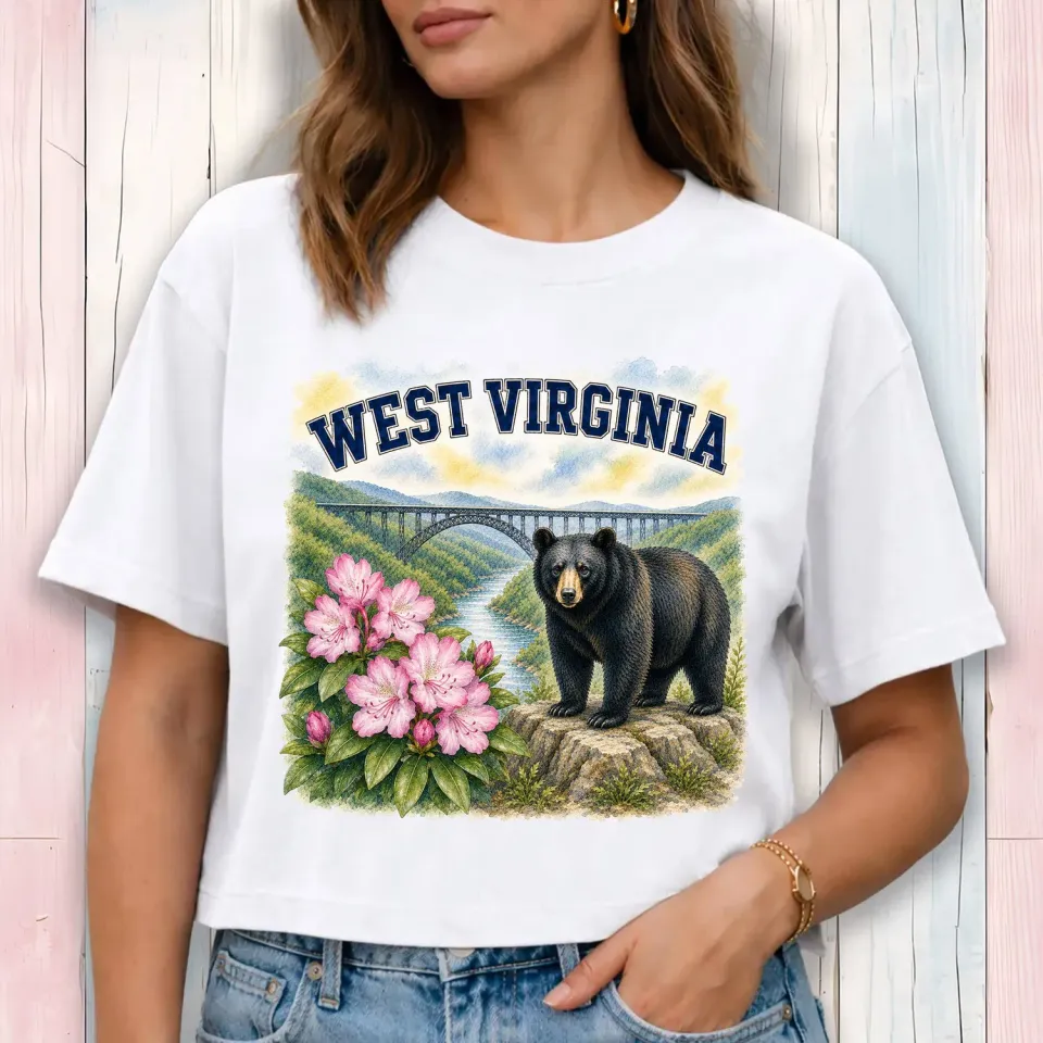 Avery Lane Gifts West Virginia cropped t-shirt hvid bomuld