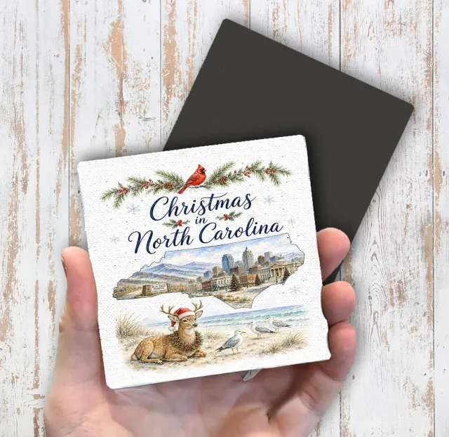 Avery Lane Gifts Christmas North Carolina køleskabsmagnet 10x10 cm