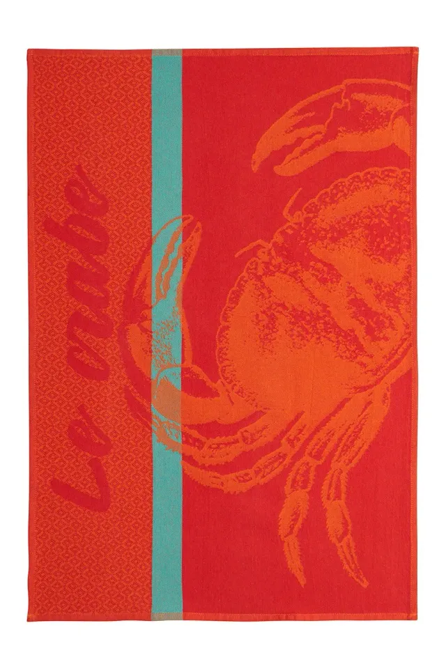 Coucke Red Crab viskestykke 50x75 cm rød bomuld