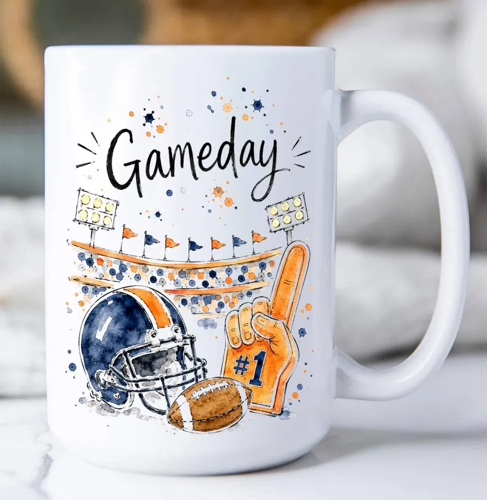 Avery Lane Gifts Gameday Football krus navy-orange 440 ml