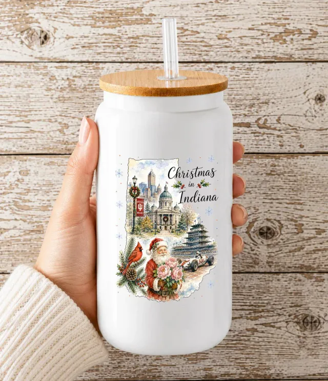Avery Lane Gifts Christmas in Indiana State Map drikkeglas 473 ml
