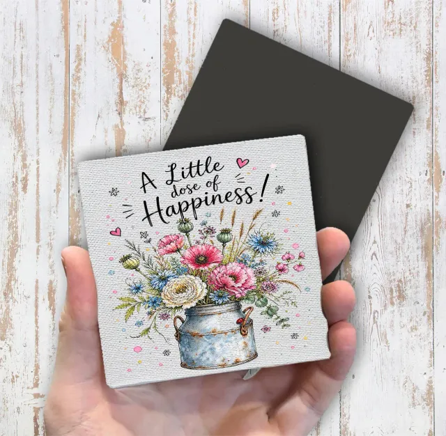 Avery Lane Gifts Happiness Flowers køleskabsmagnet 10x10 cm
