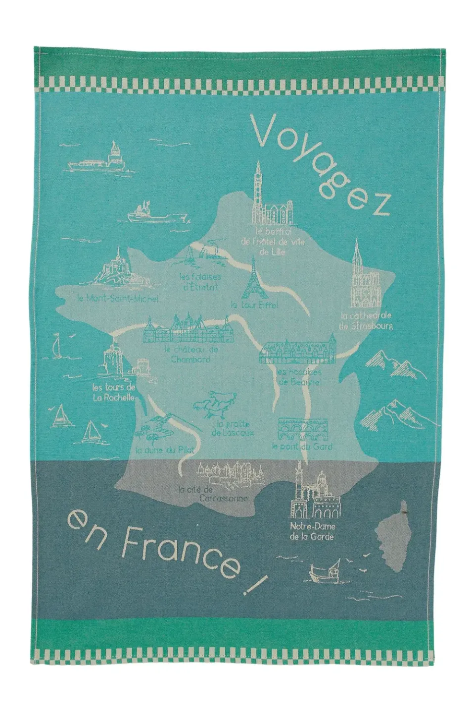 Coucke Travel in France viskestykke 50x75 cm blå kort