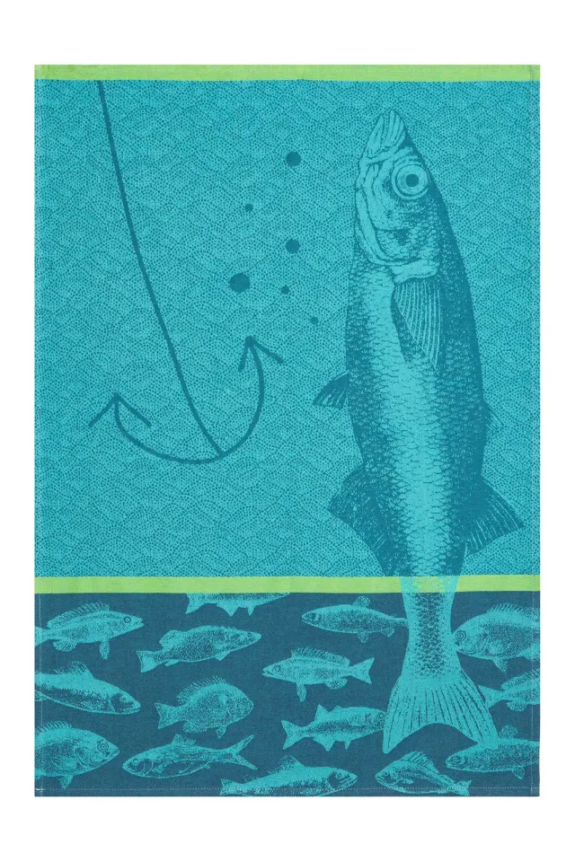 Coucke Fish viskestykke blå 50x75 cm bomuld