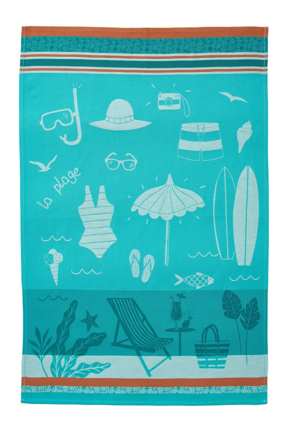 Coucke At The Beach viskestykke blå bomuld 50x75 jacquard