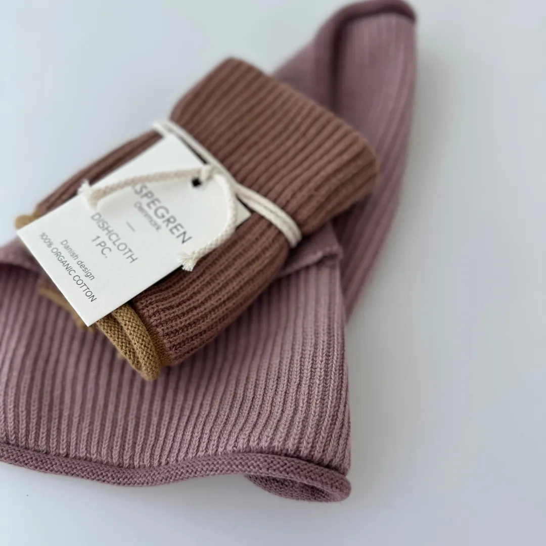 AspEgren Ripple Mauve strikket karklud økologisk bomuld