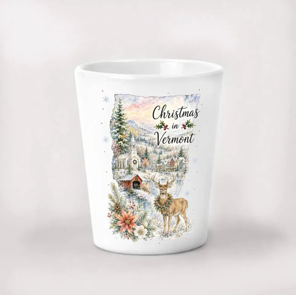 Avery Lane Gifts Christmas shotglas Vermont State Map 44 ml