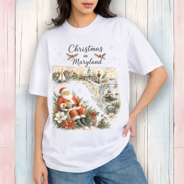 Avery Lane Gifts Christmas Maryland T-shirt hvid bomuld