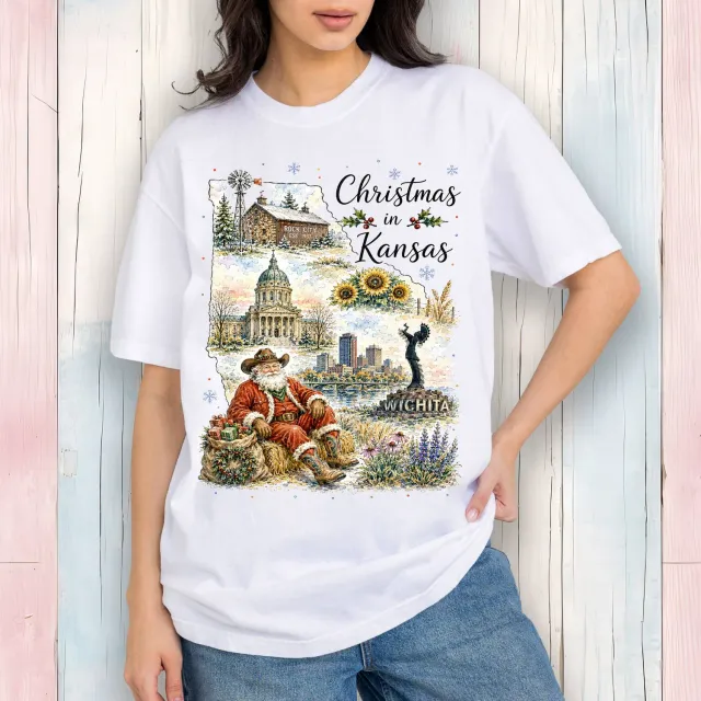 Avery Lane Gifts Christmas Kansas T-shirt hvid bomuld