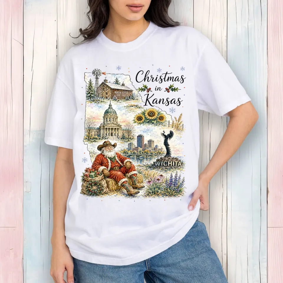 Avery Lane Gifts Christmas Kansas T-shirt hvid bomuld