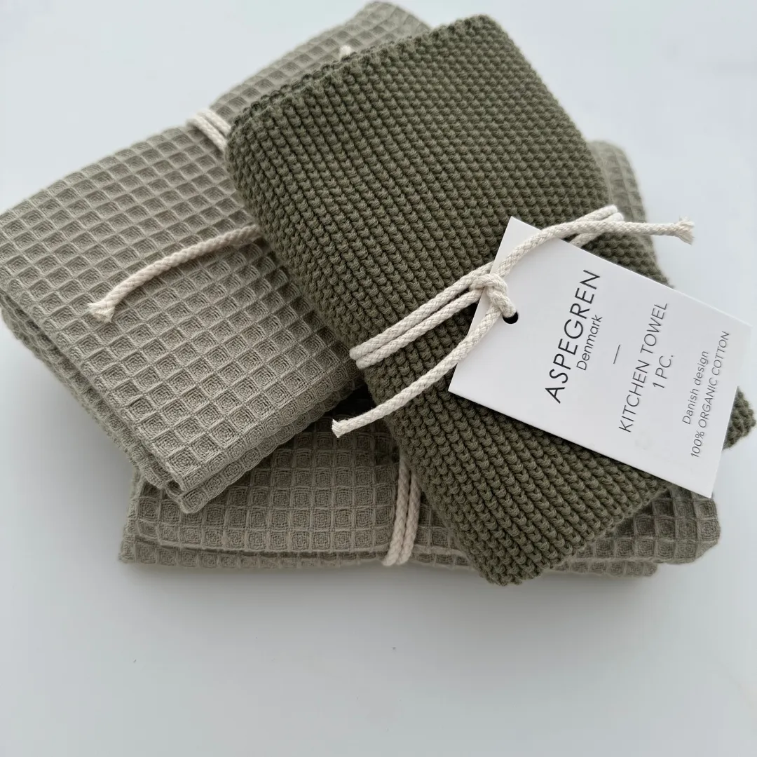 AspEgren Solid køkkenhåndklæde Olive 40x50 cm økologisk bomuld