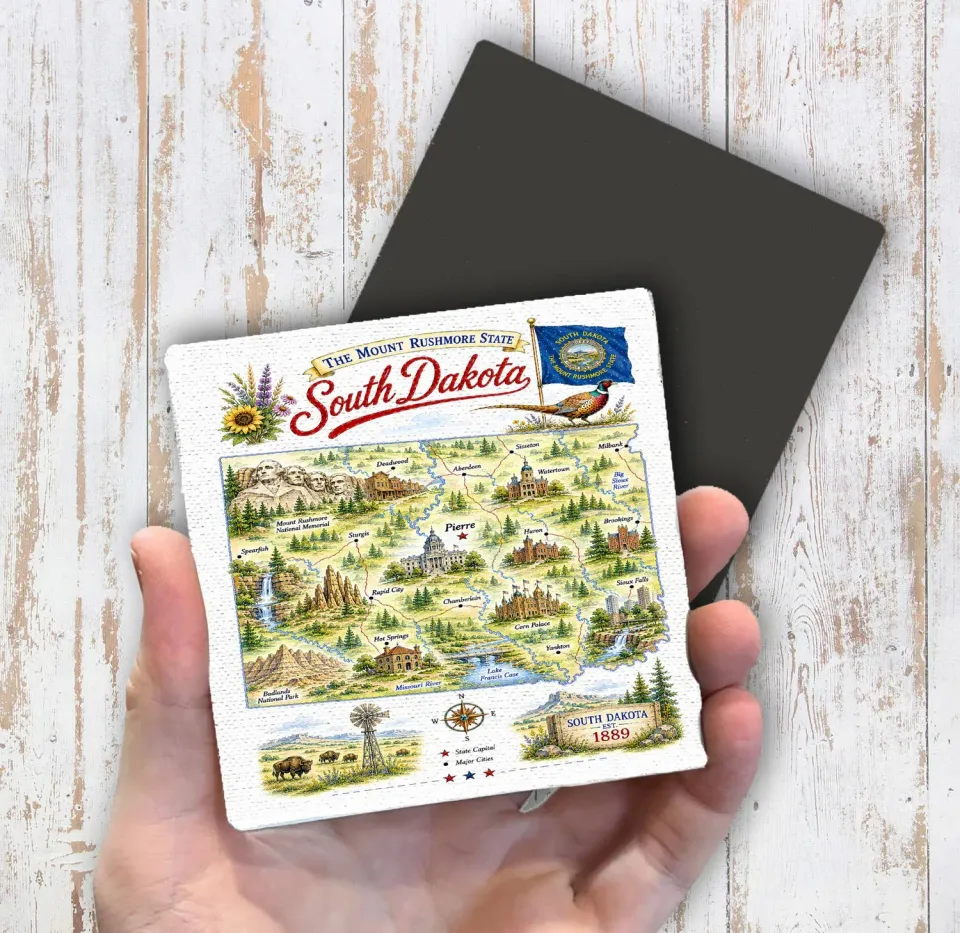 Avery Lane Gifts South Dakota Landmark magnet 10x10 cm