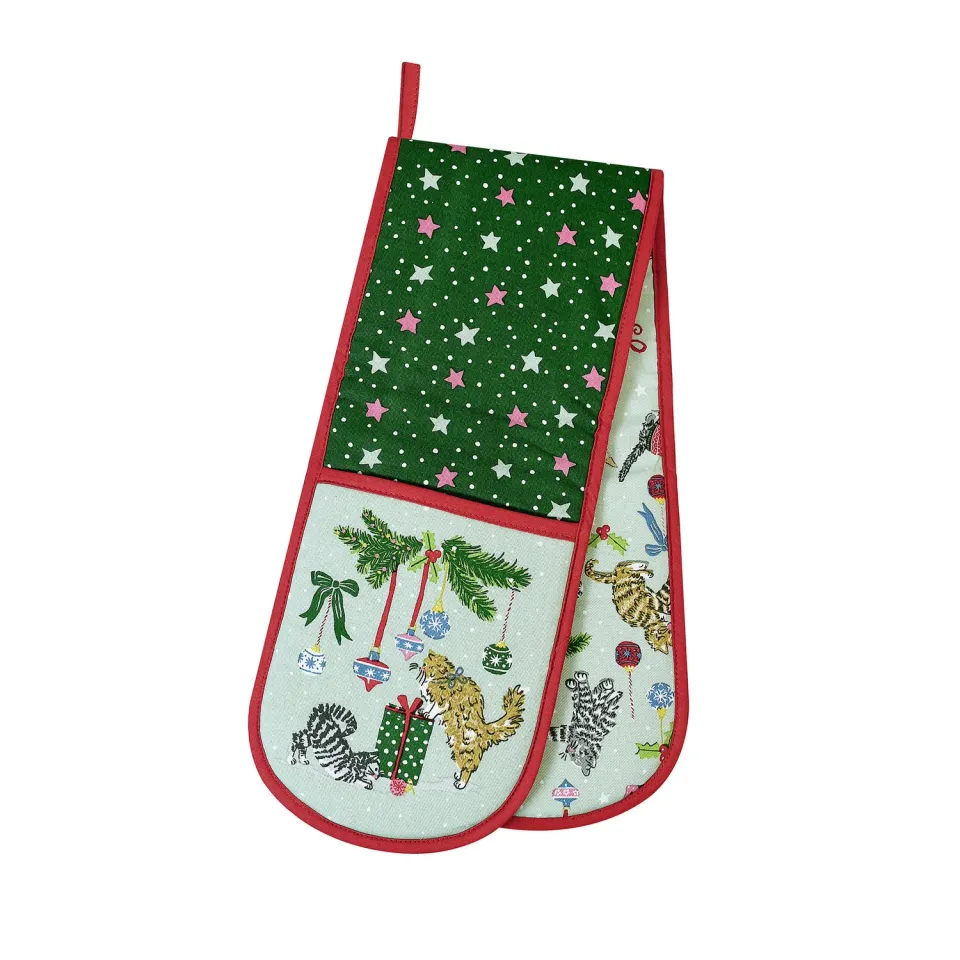 Ulster Weavers Christmas Cats dobbelt ovnhandske seafoam