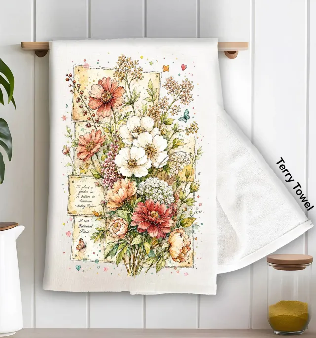 Avery Lane Vintage Wild Flowers køkkenhåndklæde terry 71x46