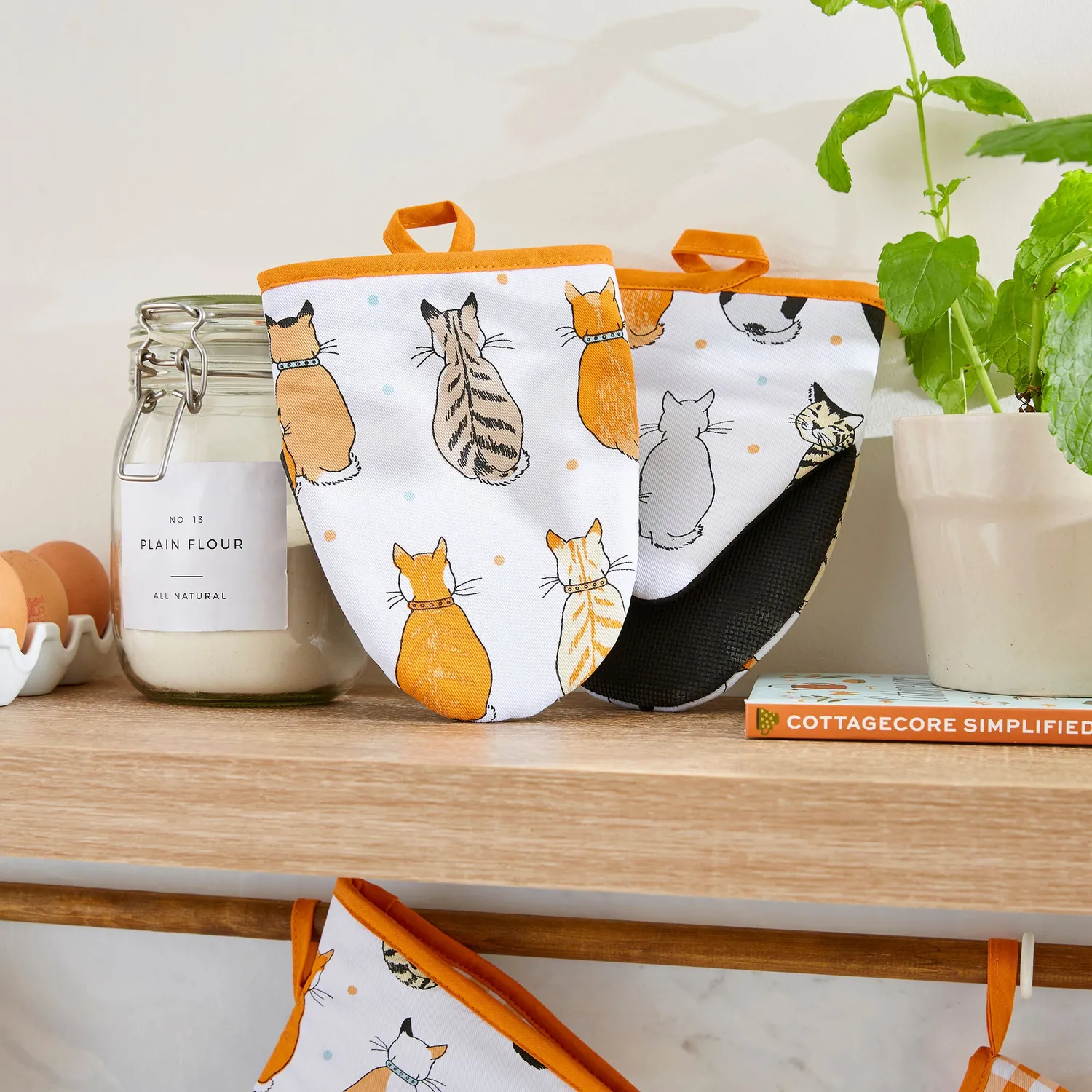 Ulster Weavers Cats in Waiting ovnhandsker 2-pak orange bomuld