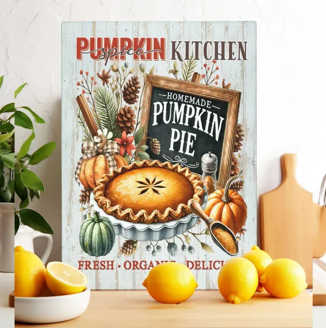 Avery Lane Gifts Fall Autumn Pumpkin Pie skærebræt i glas 20x28 cm