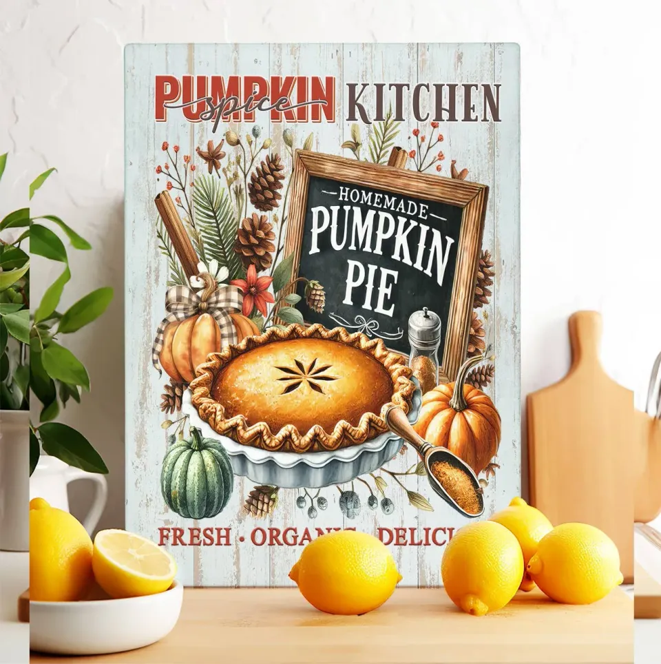Avery Lane Gifts Fall Autumn Pumpkin Pie skærebræt i glas 20x28 cm