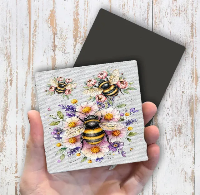 Avery Lane Gifts Whimsical Bees køleskabsmagnet 10x10 cm lærred