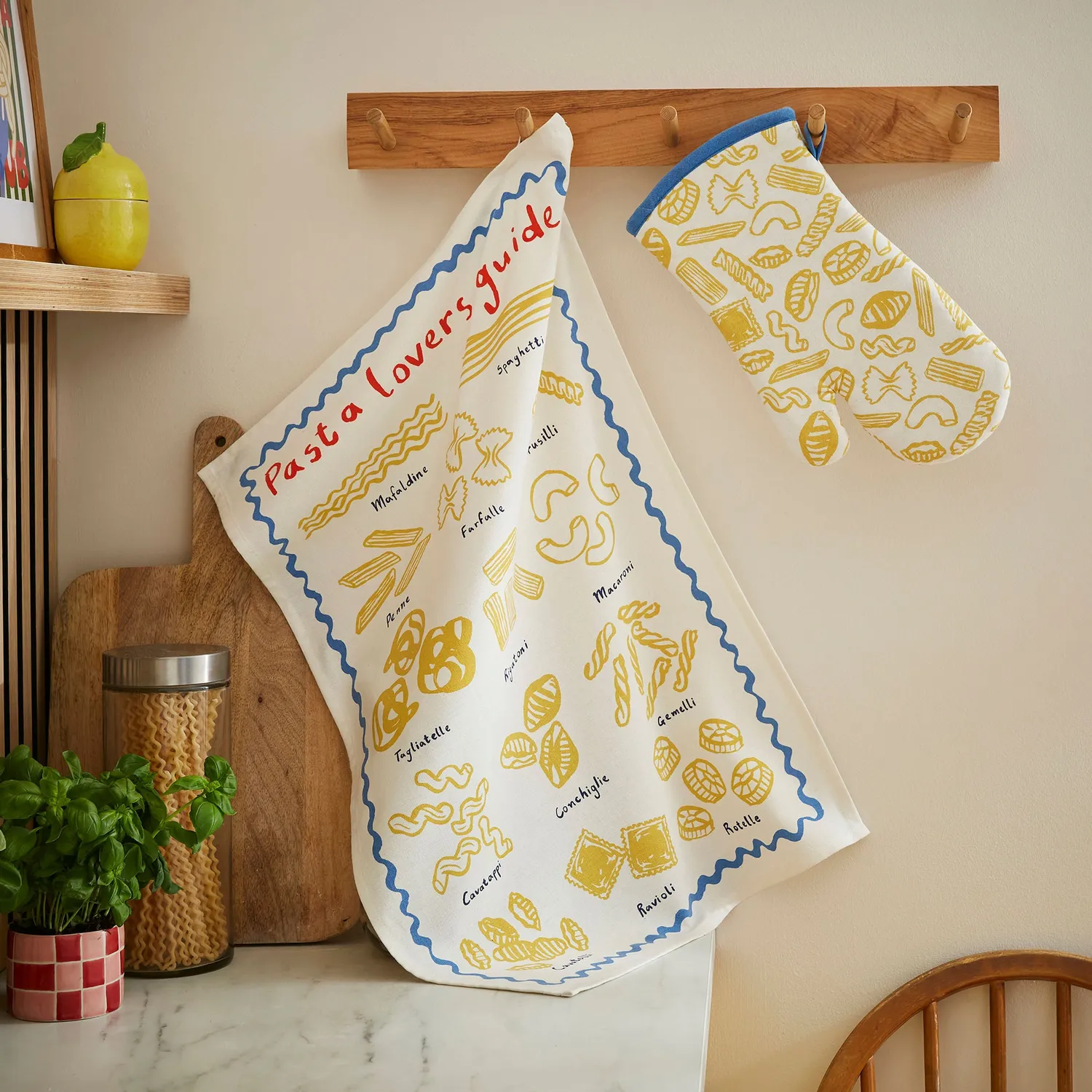 Ulster Weavers Pasta Lovers viskestykke gul bomuld guide