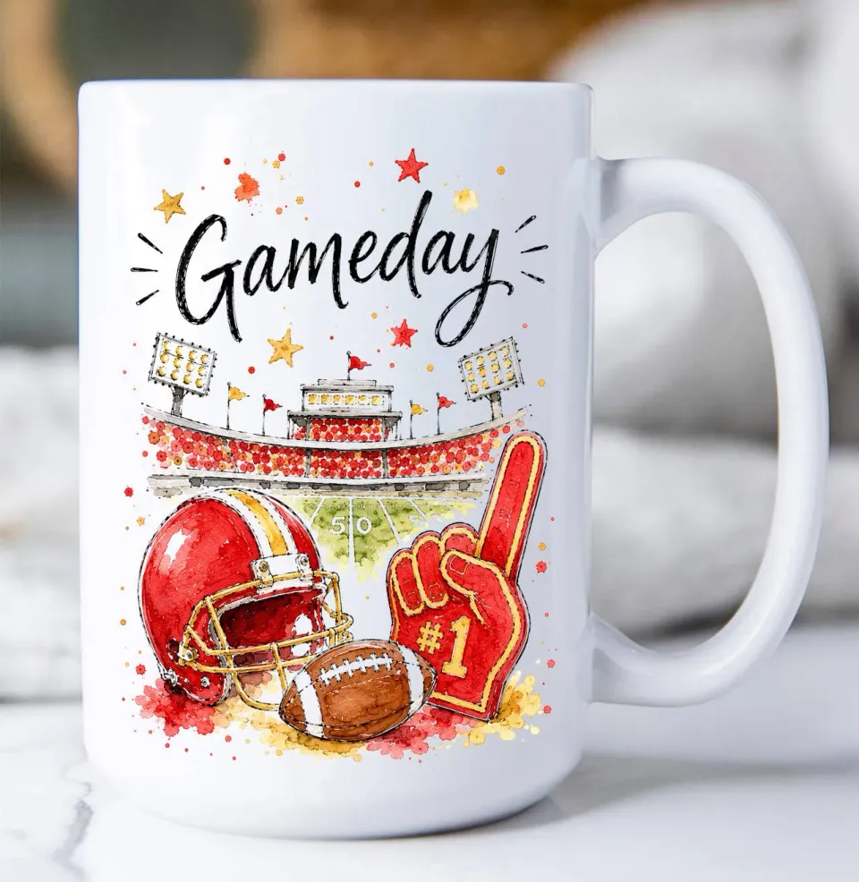 Avery Lane Gifts Gameday Football kaffekrus hvid 44 cl