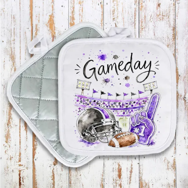 Avery Lane Gifts Gameday Football Black Purple grydelap 20x20 cm