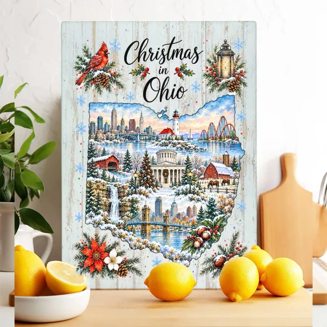 Avery Lane Gifts Christmas Ohio skærebræt glas 28x38