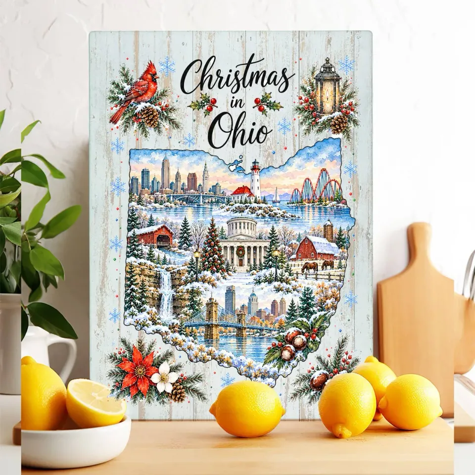 Avery Lane Gifts Christmas Ohio skærebræt glas 28x38
