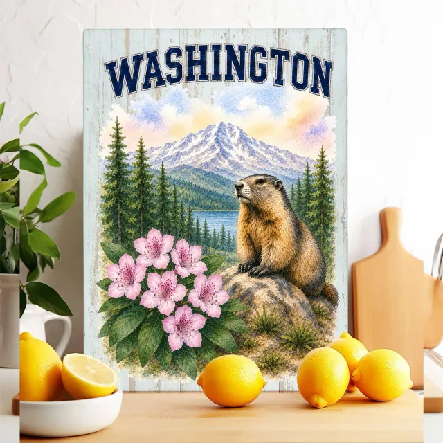 Avery Lane Gifts Washington State Bird skærebræt glas 28x38 cm