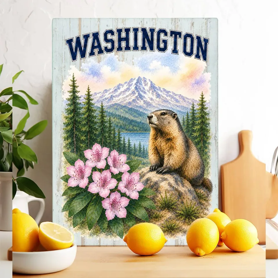 Avery Lane Gifts Washington State Bird skærebræt glas 28x38 cm