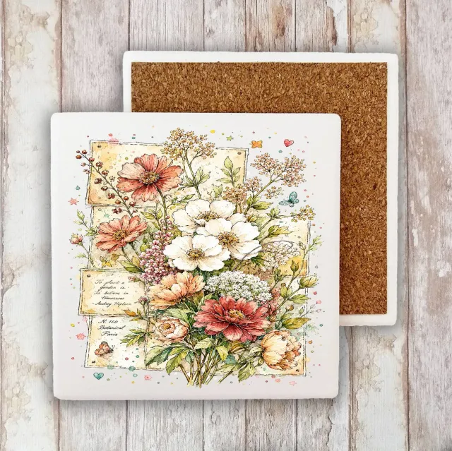 Avery Lane Gifts Vintage Spring Wild Flowers bordskåner sten 10 cm