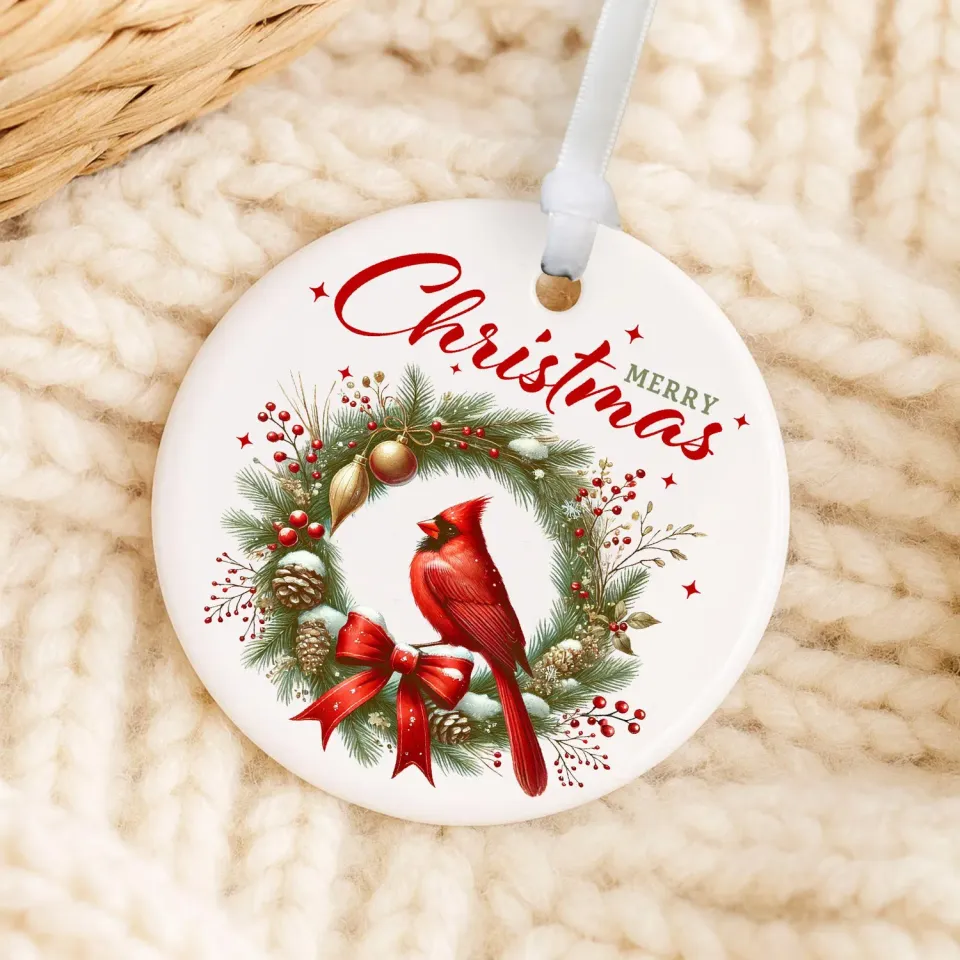 Avery Lane Gifts Christmas Wreath Cardinal julepynt porcelæn 7,6 cm