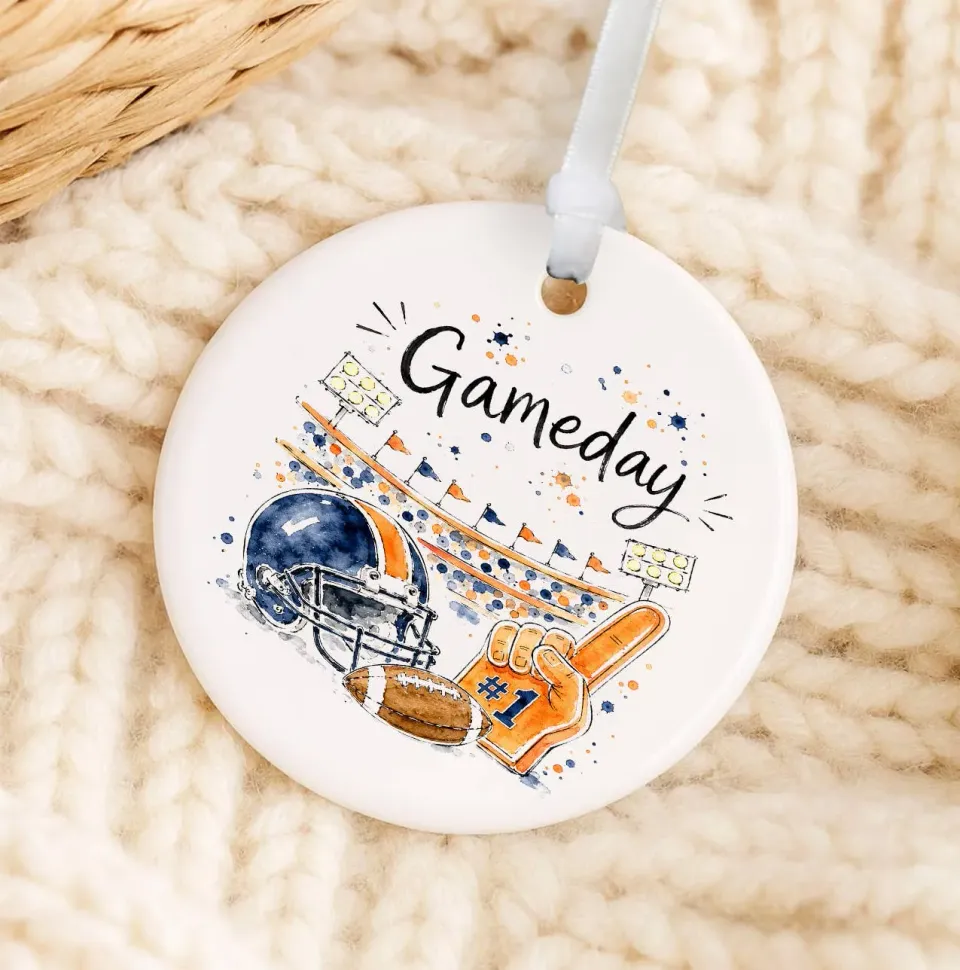 Avery Lane Gifts Gameday Football julepynt 7,6 cm porcelæn
