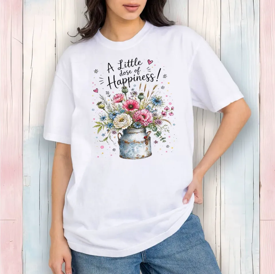 Avery Lane Gifts Happiness Flowers t-shirt hvid bomuld