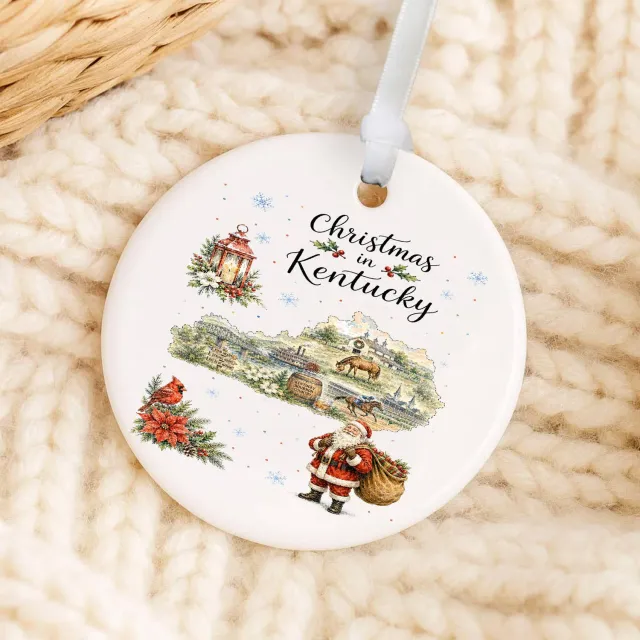 Avery Lane Gifts Christmas in Kentucky juleophæng porcelæn 7,5 cm